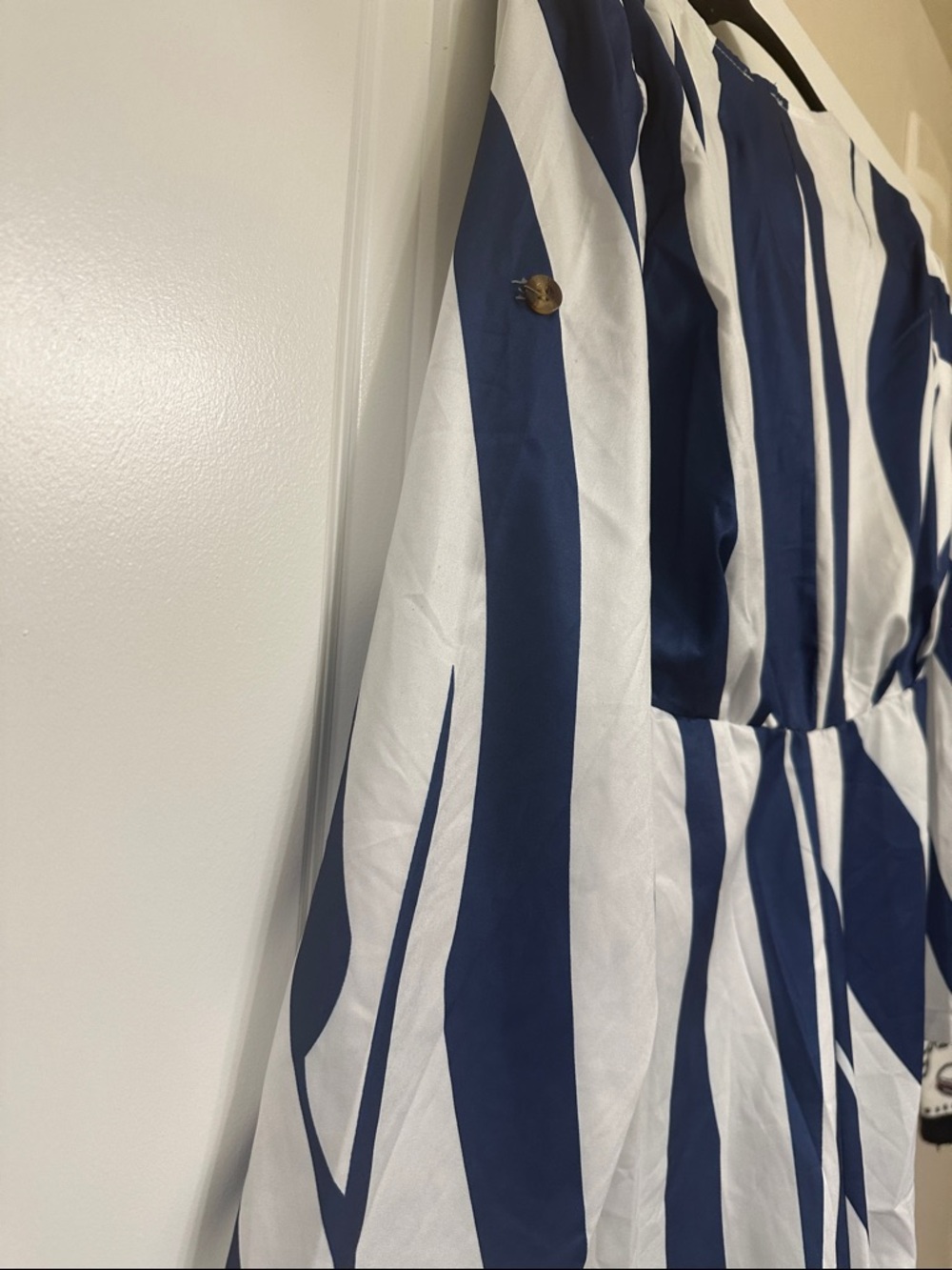 White & Navy Striped Wrap Shirt-Dress-Small- NWT - Picture 7 of 8